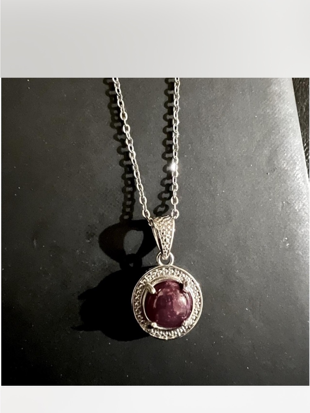 Sterling Silver Geuine Ruby Purple Pendant Necklace